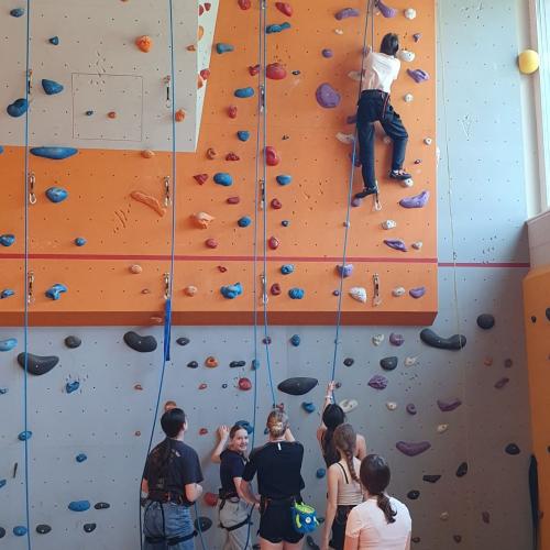 Mädels der Polytechnischen Schule beim Klettern